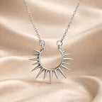White Gold Sunflower Pendant Necklace