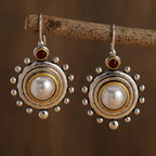 Bohemian Pearl Sunburst Drop Earrings