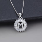White Gold Initial Letter Zirconia Necklace