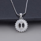 White Gold Initial Letter Zirconia Necklace