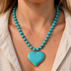Turquoise Heart Gem Beaded Necklace