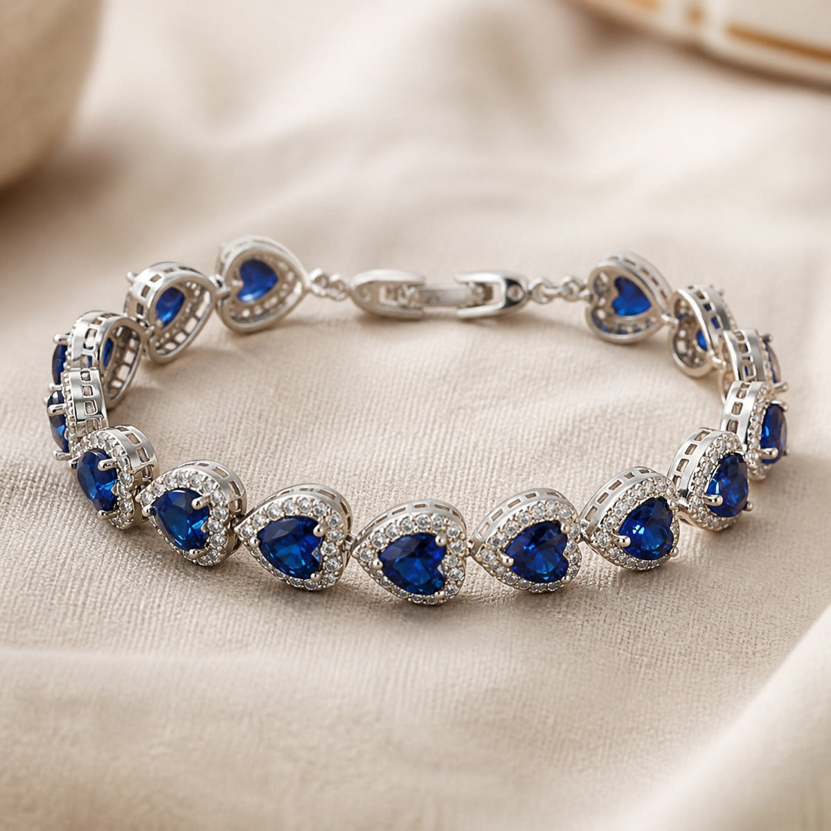 Sapphire Heart Silver Bracelet