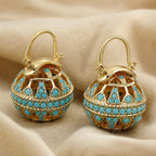 Turquoise Filigree Globe Drop Earrings