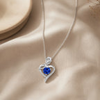 Sapphire Rose Heart Necklace