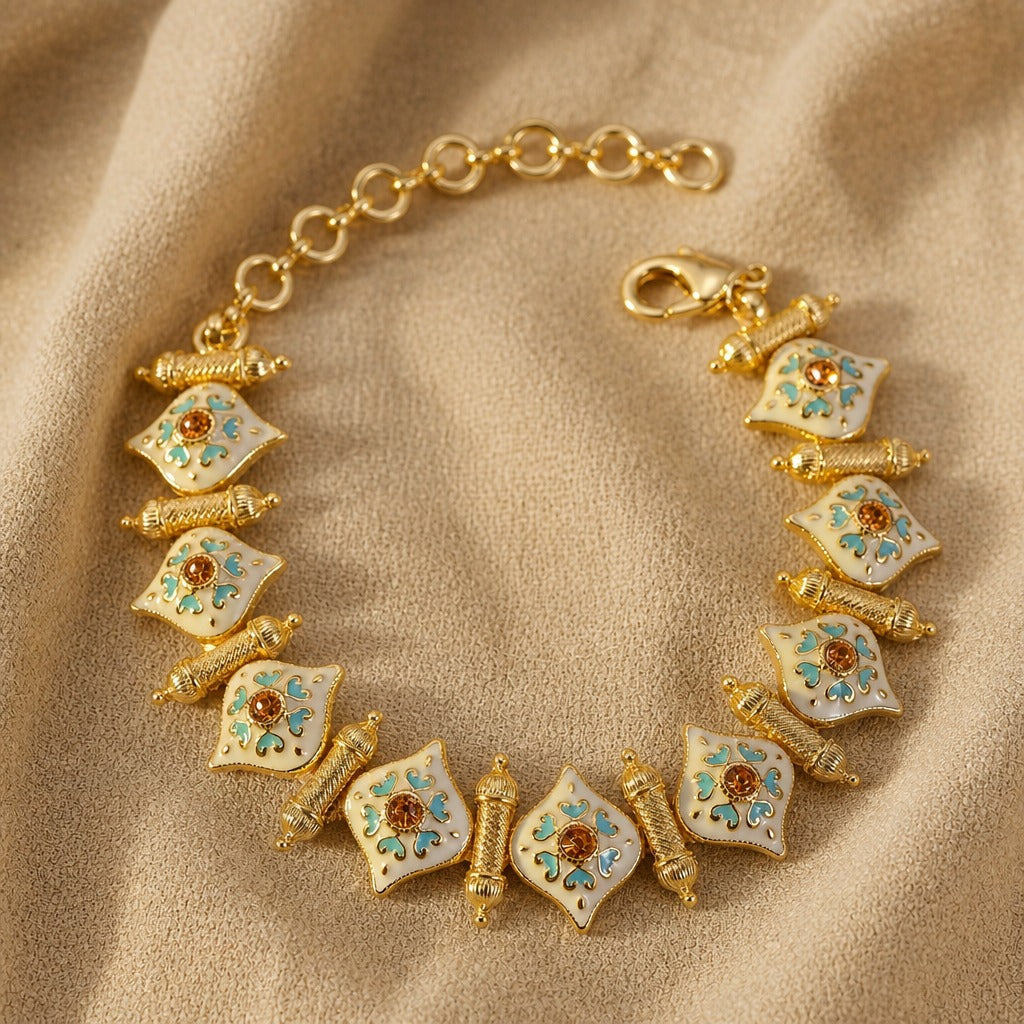 Midcentury Gilded Enamel Bracelet