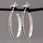 Sleek Silvery Hoop Earrings