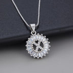 White Gold Initial Letter Zirconia Necklace