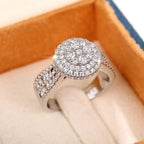 Round Halo Pave Crystals Ring