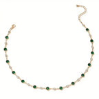 Verdant Emerald Station Necklace