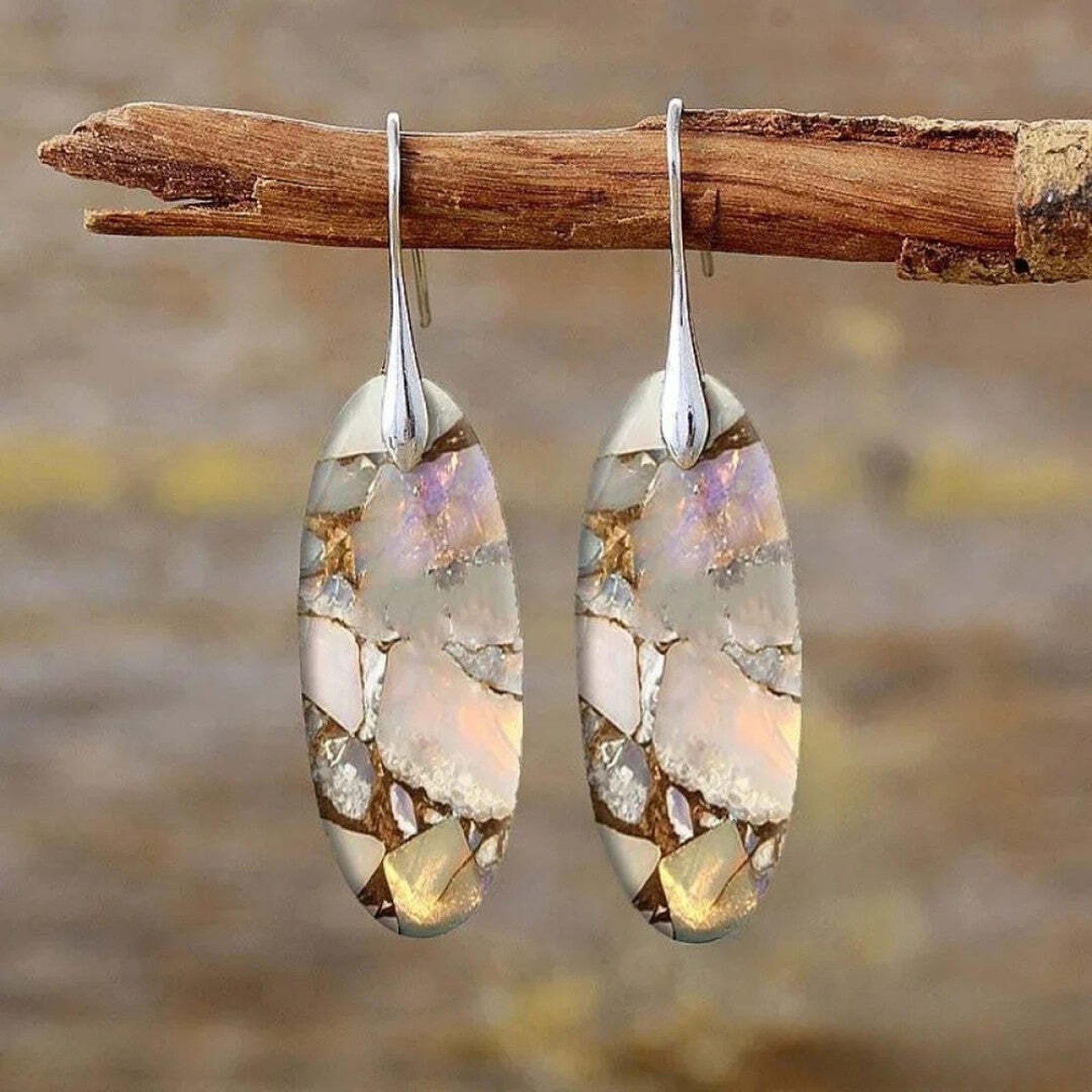 Oval Vintage Stone Earrings