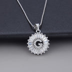 White Gold Initial Letter Zirconia Necklace