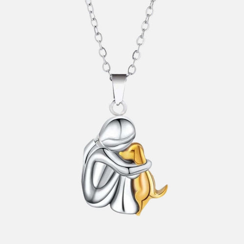 "Forever in Your Heart" Dog Hug Pendant Necklace