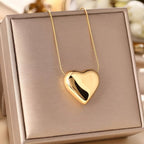 Timeless White Gold Puffy Heart Necklace