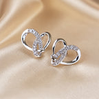 White Gold Zirconia Geometric Stud Earrings