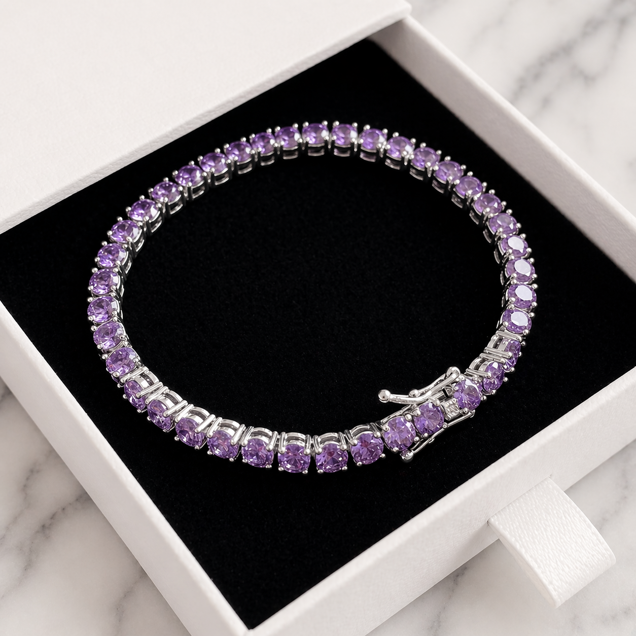 Amethyst Crystal Tennis Bracelet