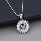 White Gold Initial Letter Zirconia Necklace