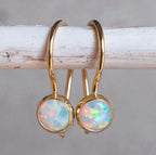 Timeless Gold Plated White Opal Earrings