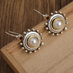 Bohemian Pearl Sunburst Drop Earrings