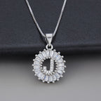 White Gold Initial Letter Zirconia Necklace