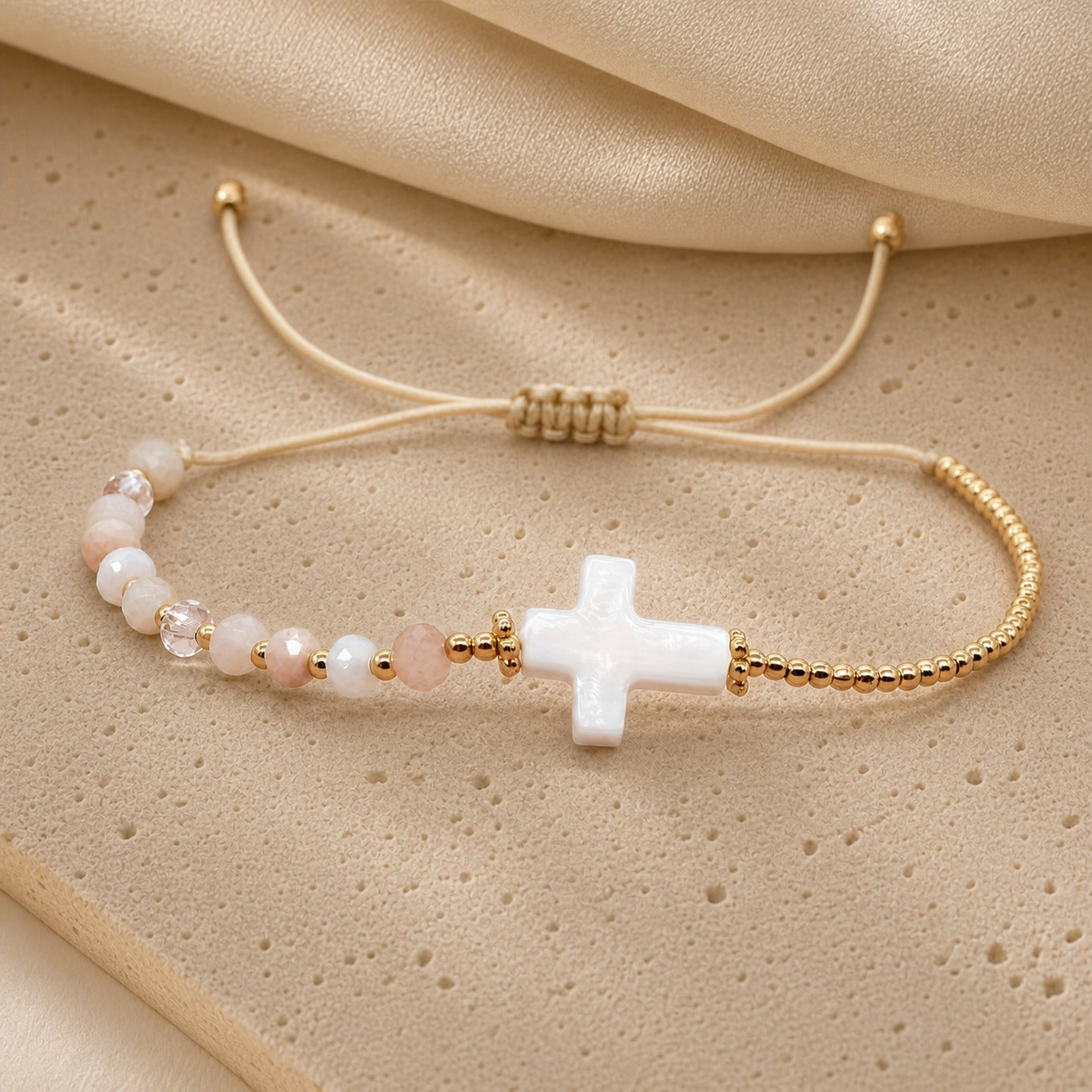 Graceful White Cross Bracelet