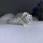 White Gold Moissanite Split Shank Ring