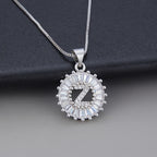 White Gold Initial Letter Zirconia Necklace