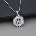 White Gold Initial Letter Zirconia Necklace