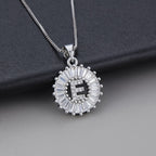 White Gold Initial Letter Zirconia Necklace