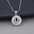 White Gold Initial Letter Zirconia Necklace