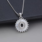 White Gold Initial Letter Zirconia Necklace
