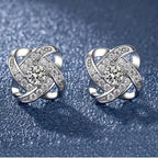 Spiral Floral Crystal Clover Earrings