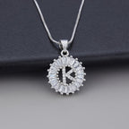 White Gold Initial Letter Zirconia Necklace