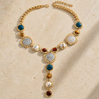 Boho Geometric Stone Charm Necklace