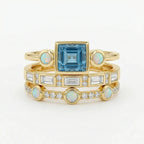 Vintage Blue Crystal Ring Set