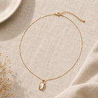 Gold Beaded Necklace with Opal Pendant