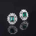 Emerald Crystal Silver Earrings
