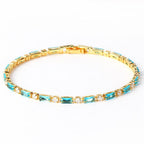 Gold Zircon Turquoise Stone Bracelet