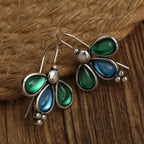 Emerald Wing Blue Teardrop Earrings