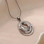 Hollow Geometric Oval Necklace in Gold and Silver