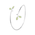 Timeless Silver Opal Leaf Bangle Bracelet