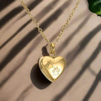 Pet Memorial Urn Necklace Heart-Shaped Pendant with Paw Engraving