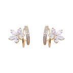 Gold Floral Earrings with Zirconia