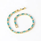 Gold Zircon Turquoise Stone Bracelet