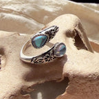 Vintage Adjustable Silver Blue Stone Ring