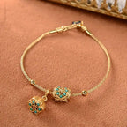 Antique Gold Turquoise Lotus Bracelet