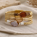 Triple Stone Multilayer Braided Bracelet