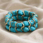 Turquoise Stone Woven Gold Bracelet