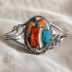 Vintage Oval Stone Cuff Bracelet