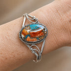 Vintage Oval Stone Cuff Bracelet