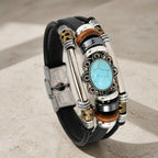 Vintage Turquoise Stone Leather Bracelet